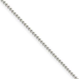 1.5mm Sterling Silver, Solid Beaded Chain Necklace, 16 Inch